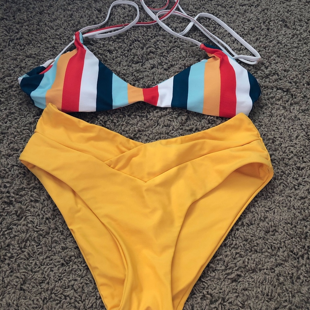ZAFUL Striped High Leg Cami Bikini